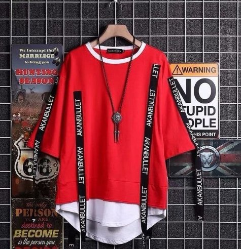 Super Fire Ribbon Style Short Sleeve T-Shirts - TechWearGiants