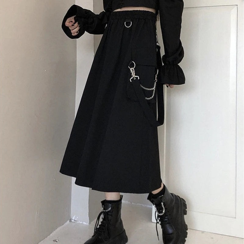 Necromancy Nirvana Womens Techwear Long Skirt