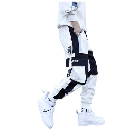 White Purge Set CyberPunk Cargo Pants