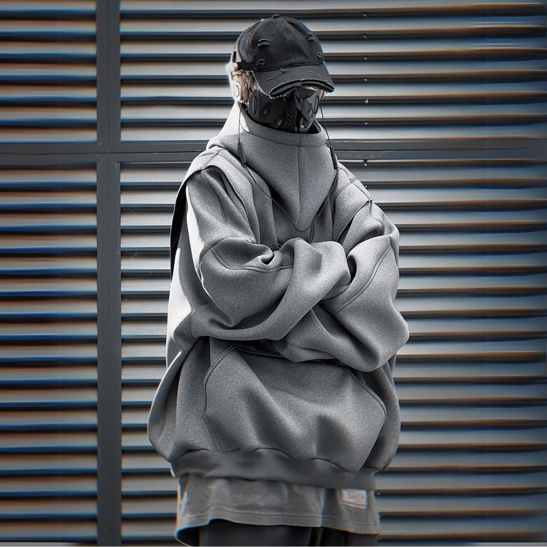 UrbanTech Patchwork Turtleneck Hoodie