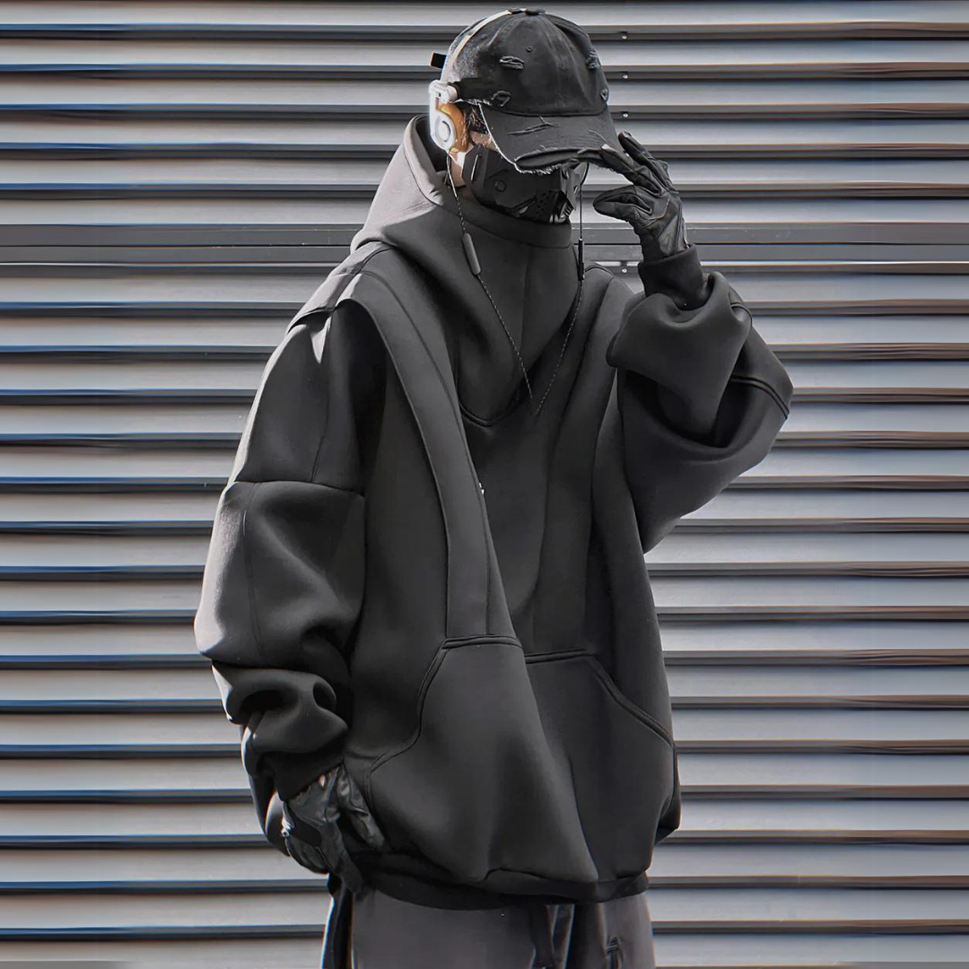 UrbanTech Patchwork Turtleneck Hoodie