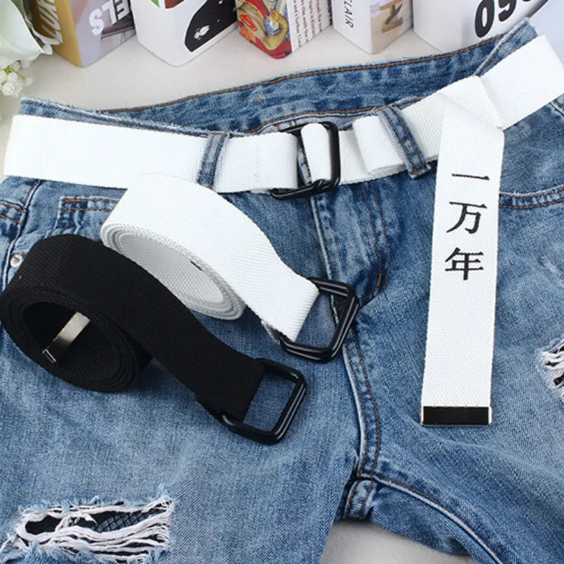 Double Buckle Nylon Harajuku Buckle Belt