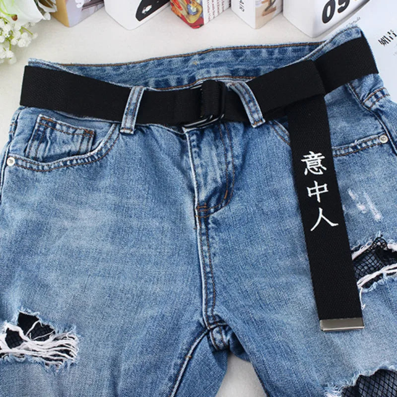 Double Buckle Nylon Harajuku Buckle Belt