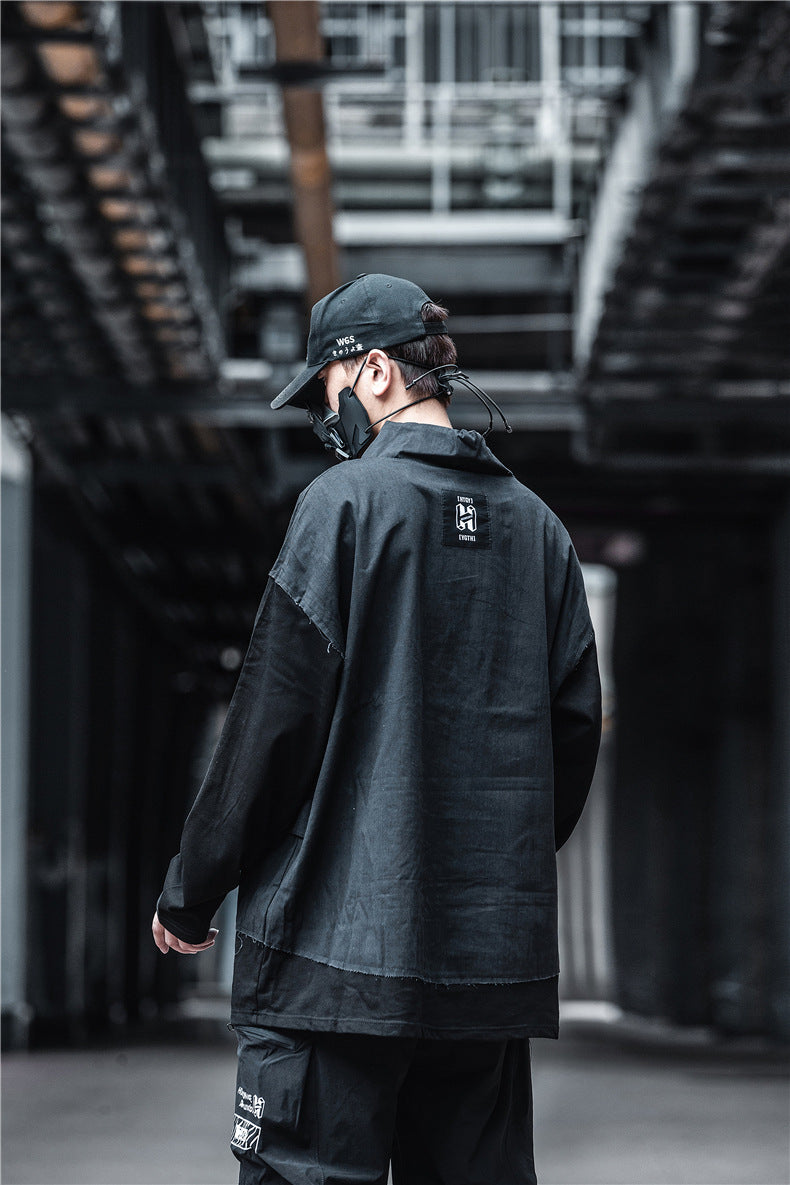 Techwear Turtleneck Letter Hooded Hoodie