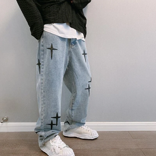 Y2K Men's Cross Heart Jeans