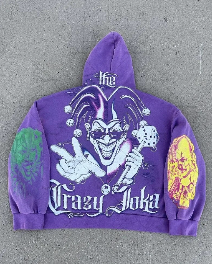 y2k Crazy Joker Mens Hoodie