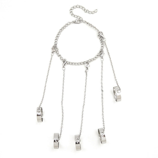 Punk Geometric Silver Hand Chain Outline