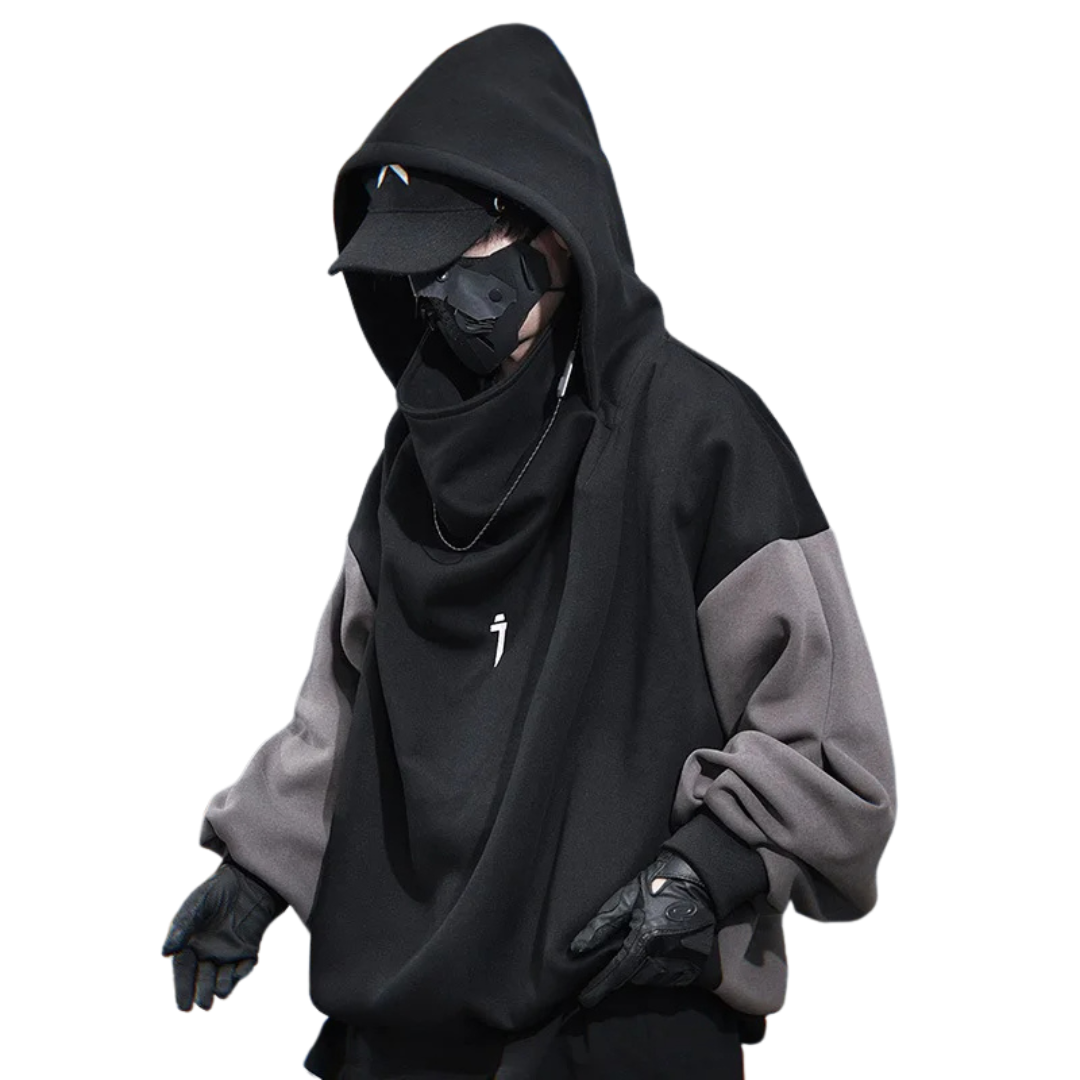 ShadowFusion Patchwork Turtleneck Hoodie