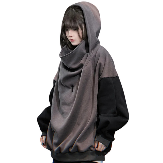 ShadowFusion Patchwork Turtleneck Hoodie