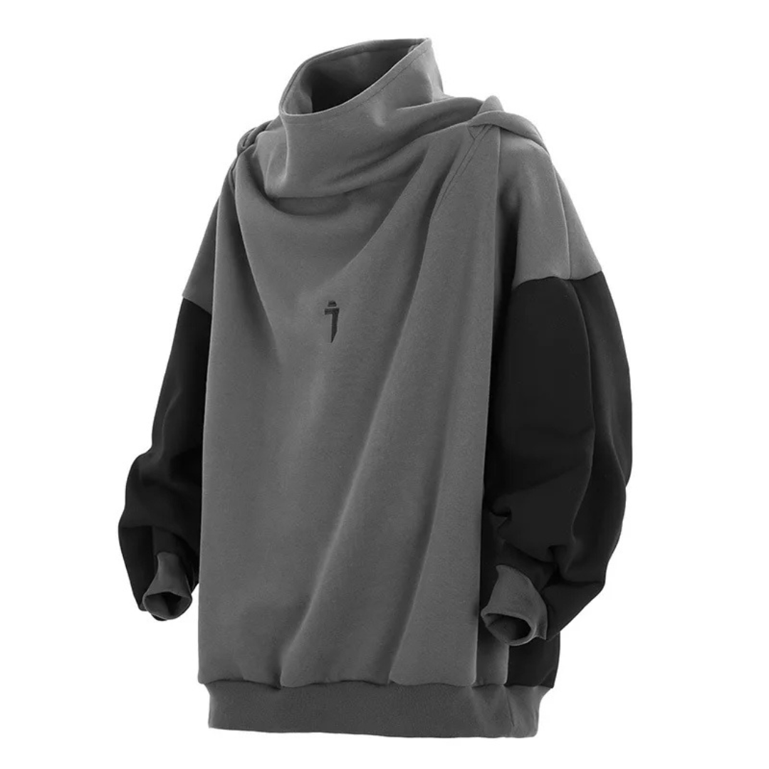 ShadowFusion Patchwork Turtleneck Hoodie