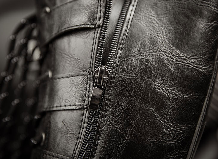 Leather Motorcycle Mid-calf Military Combat Boots