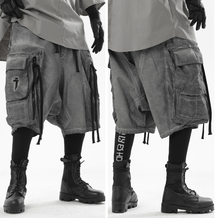 Drawstring IInvolvule Industrial Cargo Shorts