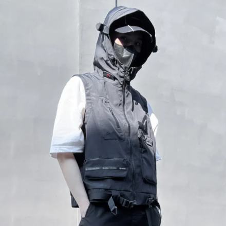 Sleeveless Hooded Oceanic Techwear Vest