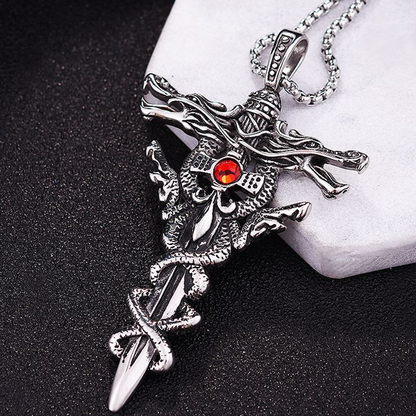 Flying Dragon Cross Sword Necklace