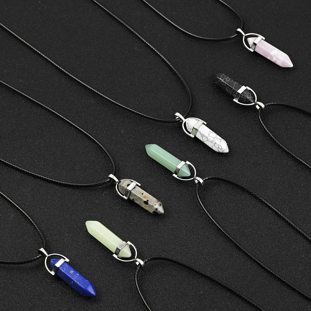 7pcs/Set Hexagon Pillar Quartz Necklace