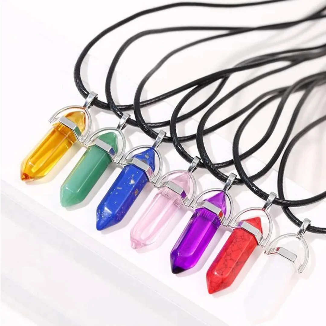 7pcs/Set Hexagon Pillar Quartz Necklace