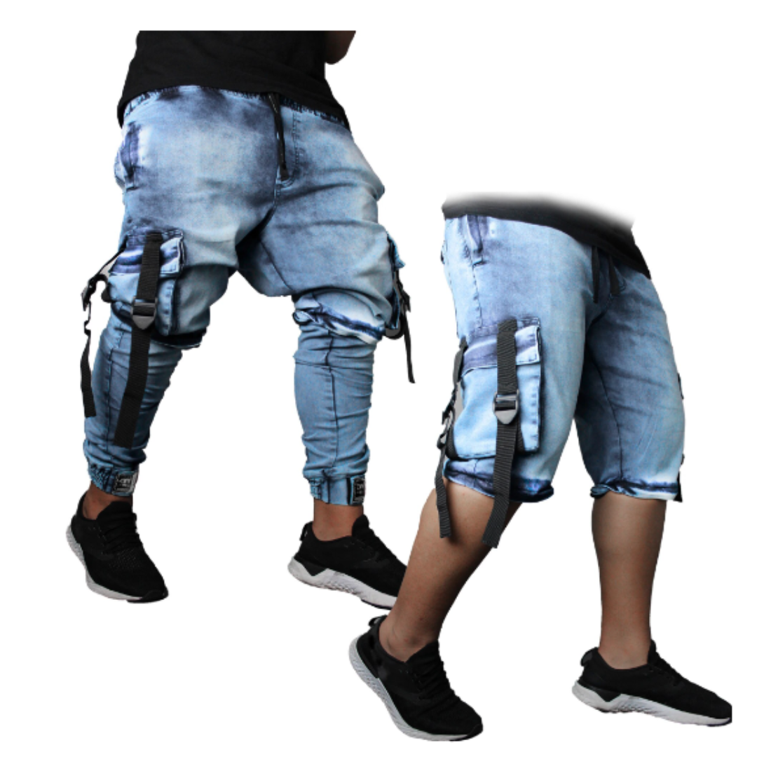 Model SRK-02 Blue Jeans Cargo Track Short Pants