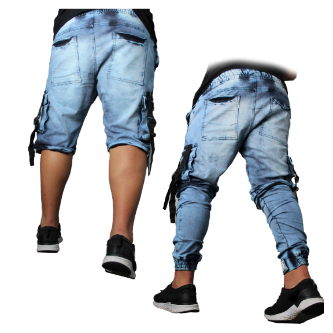 Model SRK-02 Blue Jeans Cargo Track Short Pants