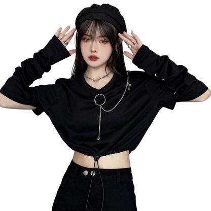 Detachment Style Removable Sleeve Womens Crop Top