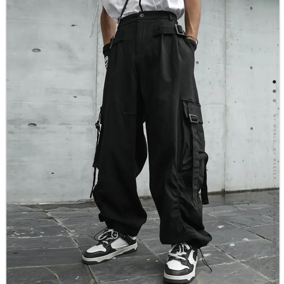 American Double Belt Loose Cargo Warcore Pants