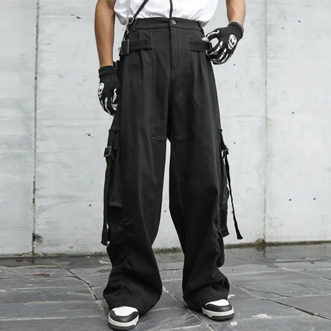 American Double Belt Loose Cargo Warcore Pants