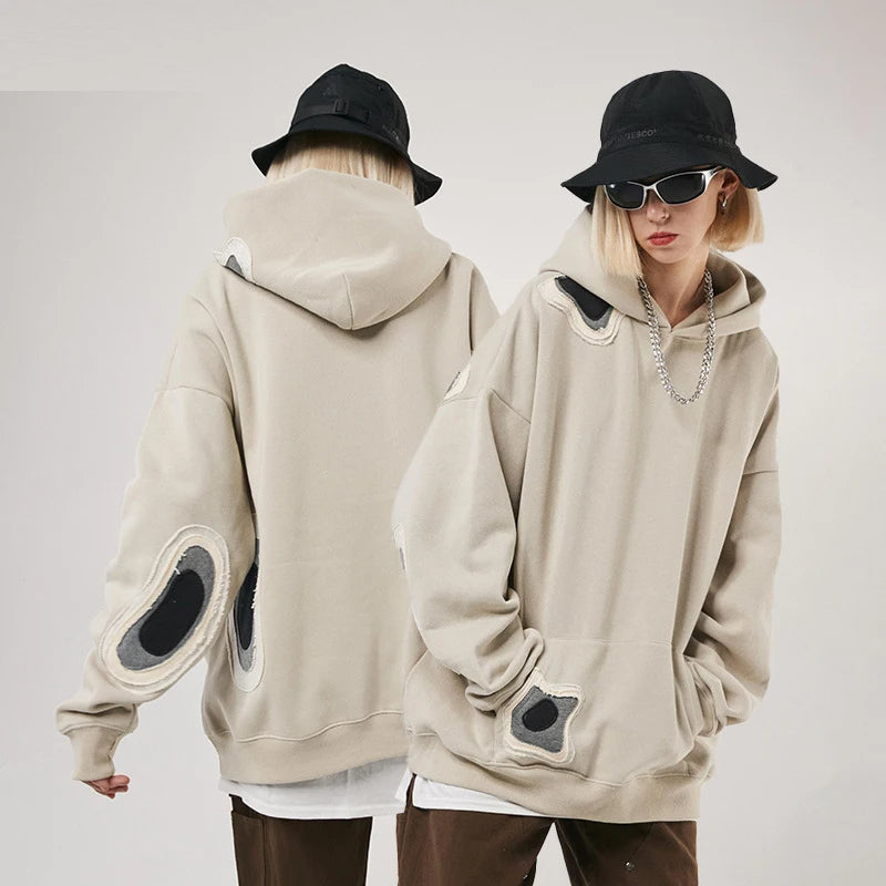 Neutral Fixation Patchwork Womens Hoodie