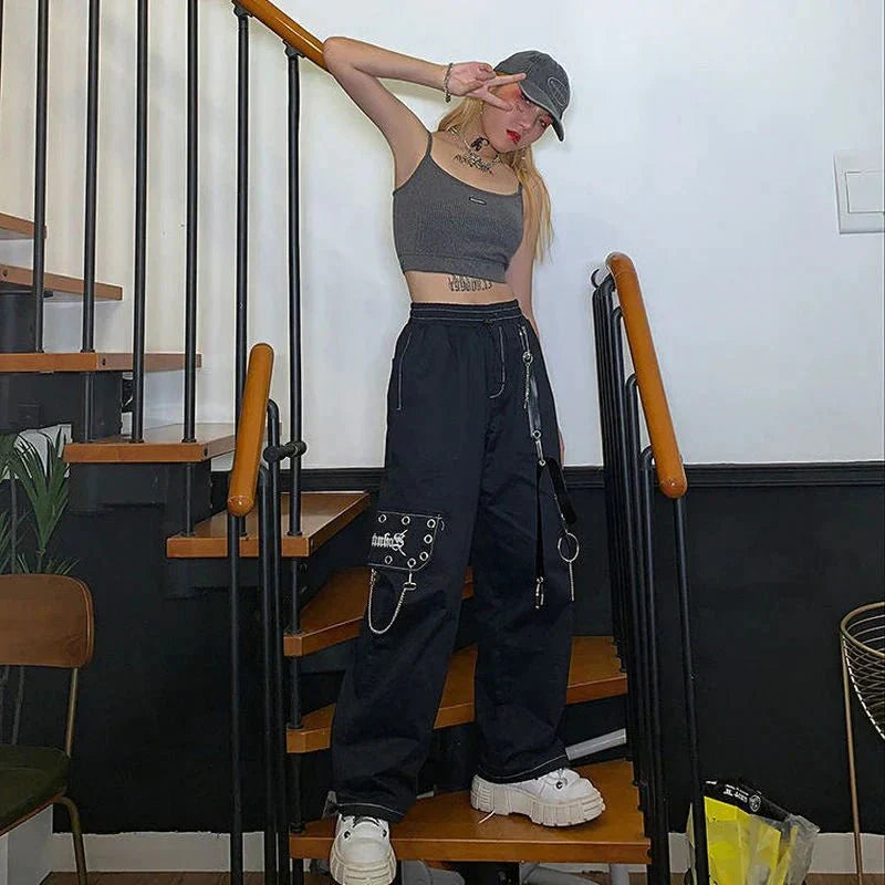 Chain Pocket Women's Harajuku Techwear Pants - TechWearGiants