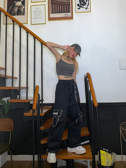 Chain Pocket Women's Harajuku Techwear Pants - TechWearGiants