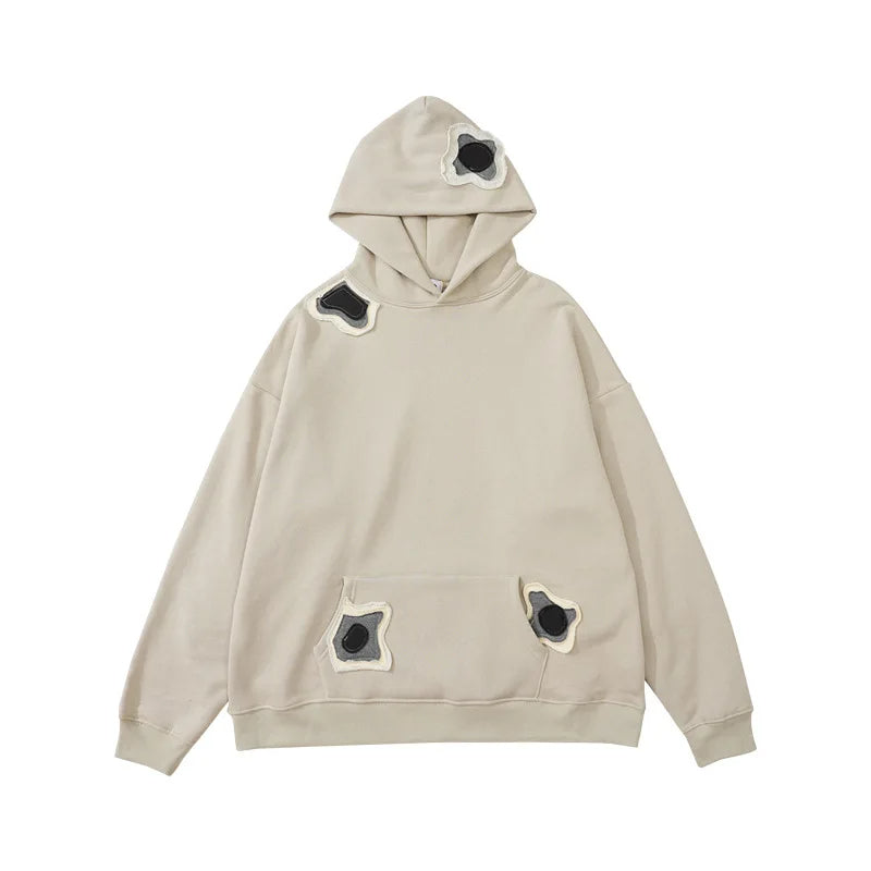 Neutral Fixation Patchwork Womens Hoodie