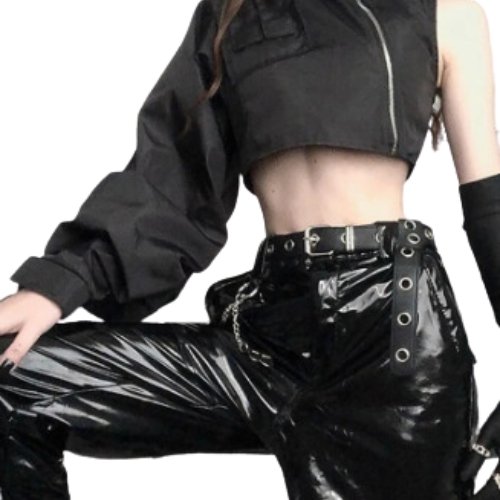 Dark Grunge Cropped Women's Zip Up Jacket - TechWearGiants