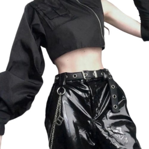 Dark Grunge Cropped Women's Zip Up Jacket - TechWearGiants