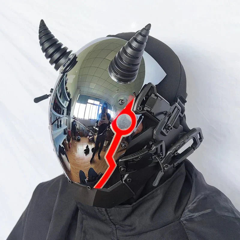 Demon Horns Cyberpunk Mask - TechWearGiants