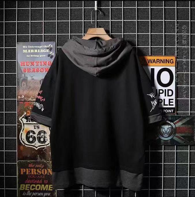 Korean Hooded Harajuku Short Sleeve T-Shirts - TechWearGiants