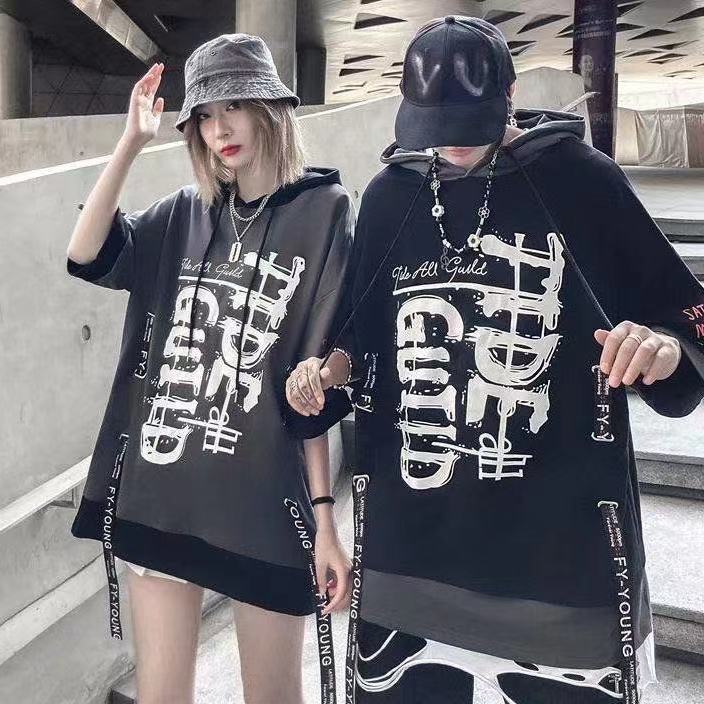 Korean Hooded Harajuku Short Sleeve T-Shirts - TechWearGiants