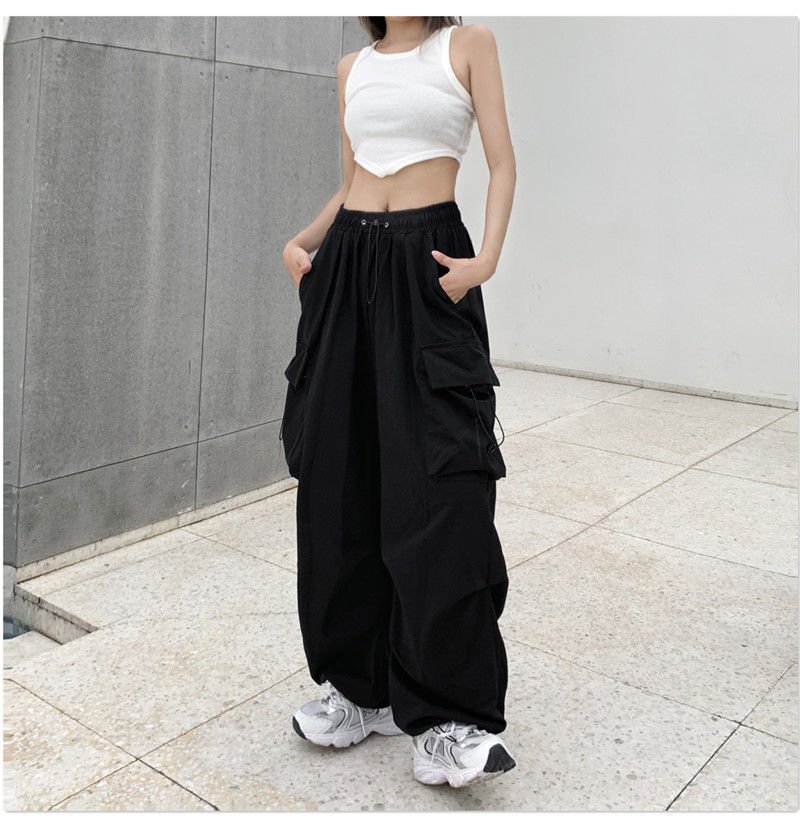 Korean Style Women's Streetwear Parachute Pants - TechWearGiants