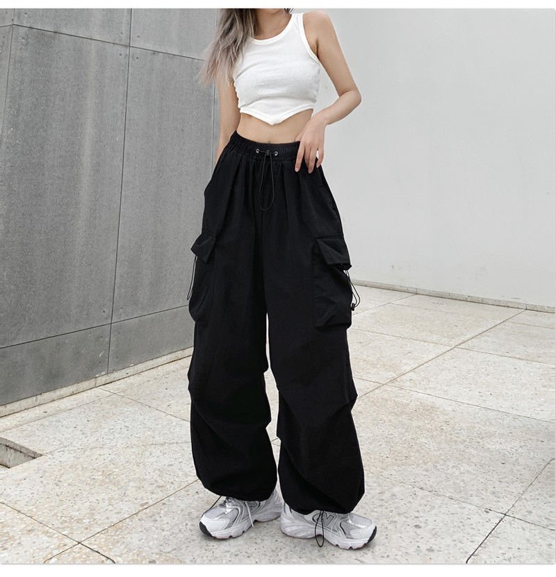 Korean Style Women's Streetwear Parachute Pants - TechWearGiants