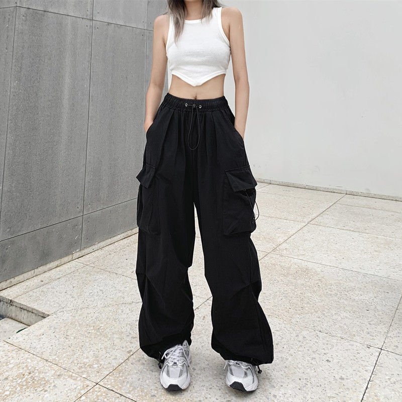 Korean Style Women's Streetwear Parachute Pants - TechWearGiants