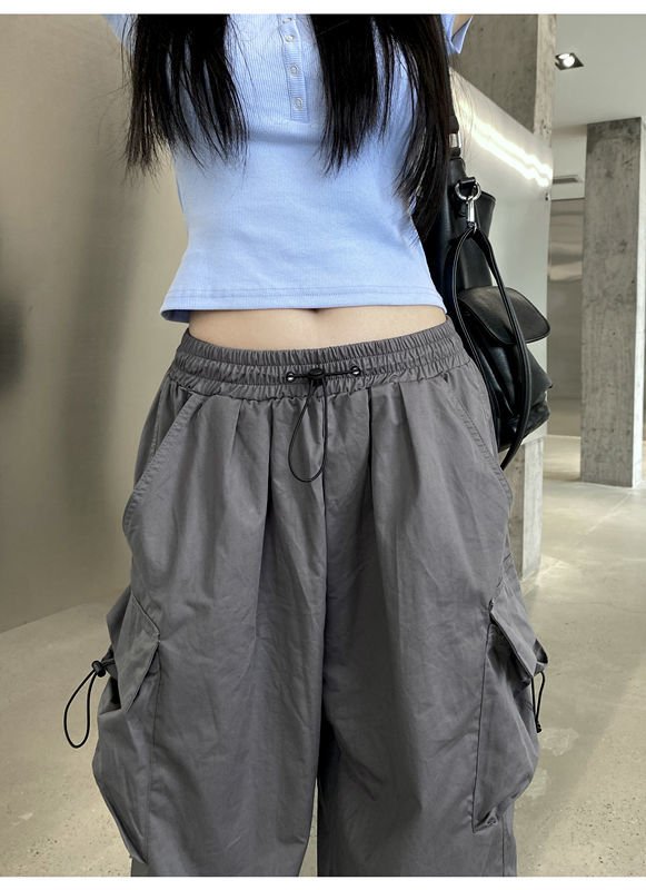 Korean Style Women's Streetwear Parachute Pants - TechWearGiants