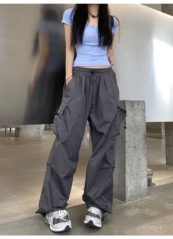 Korean Style Women's Streetwear Parachute Pants - TechWearGiants