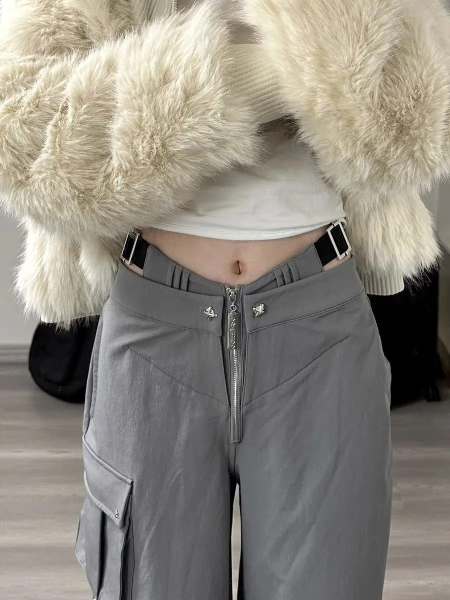 Hollow Out High Waisted streetwear Cargo Pants