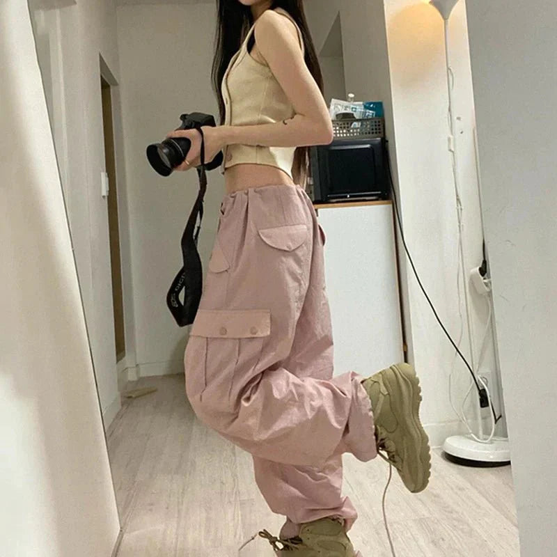 Pink Oasis Cherry Blossom Cargo Pants - TechWearGiants