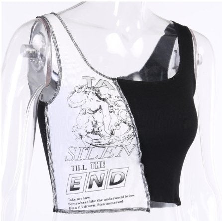 Poet's Dichotomy Women's Black and White Crop Top - TechWearGiants