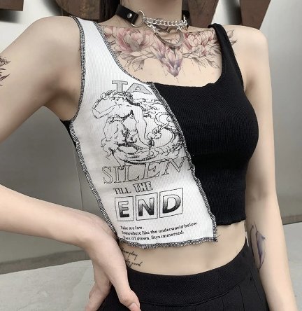 Poet's Dichotomy Women's Black and White Crop Top - TechWearGiants