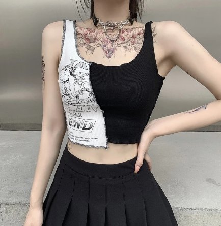 Poet's Dichotomy Women's Black and White Crop Top - TechWearGiants