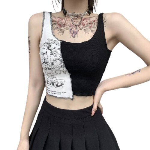 Poet's Dichotomy Women's Black and White Crop Top - TechWearGiants