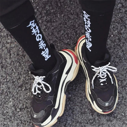 Streetwear Japanese Kanji Cotton Fashion Socks - TechWearGiants