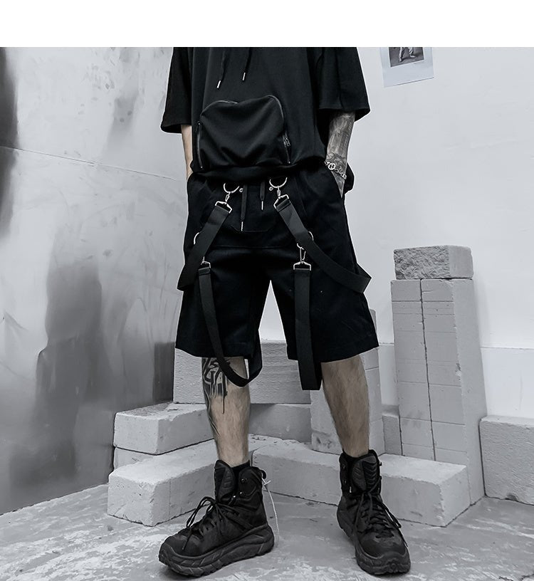 Summer New Techwear Dark Ribbon Black Shorts - TechWearGiants