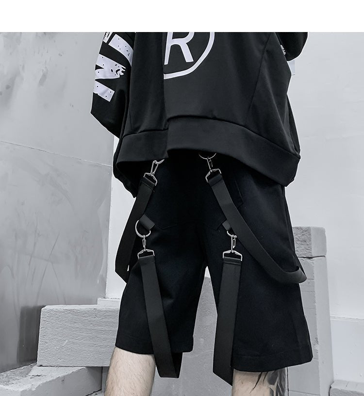 Summer New Techwear Dark Ribbon Black Shorts - TechWearGiants