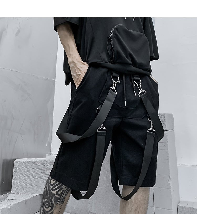 Summer New Techwear Dark Ribbon Black Shorts - TechWearGiants