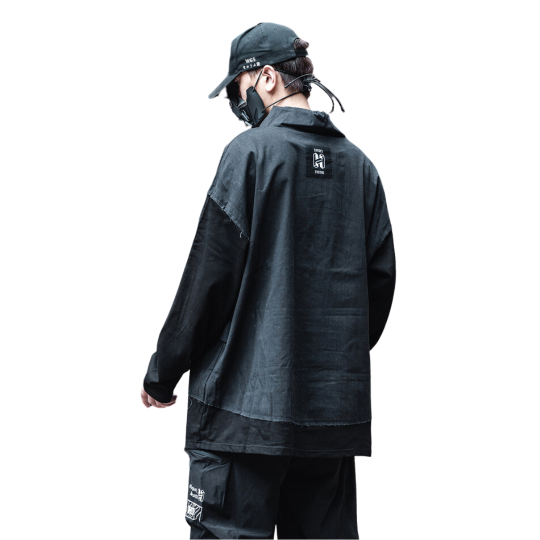 Techwear Turtleneck Letter Hooded Hoodie